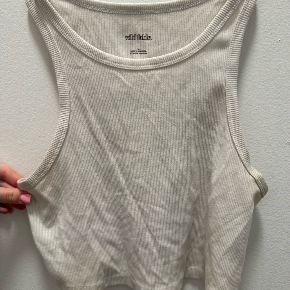 wild fable Cream Ribbed Racerback Tank Top